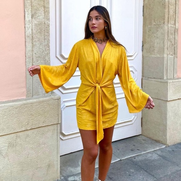 Zara Jacquard Knotted Mini Dress NWT - Picture 14 of 17